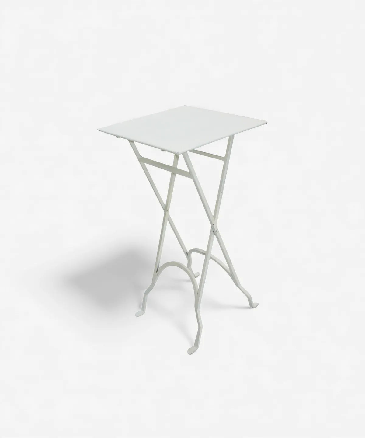 Square Black Iron Side Table White