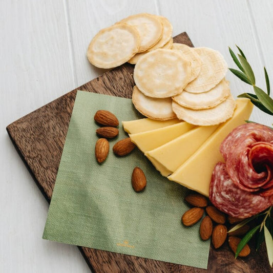 Green Linen Cheese Board Presentation Card Pk/8