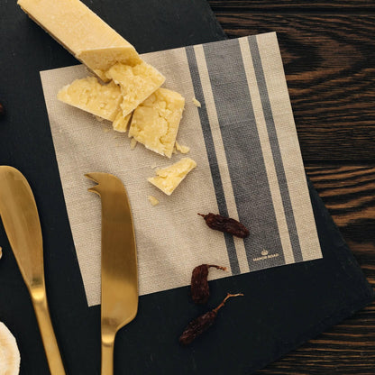 Coffee Stripe Linen Cheese Board Presentation Card Pk/8