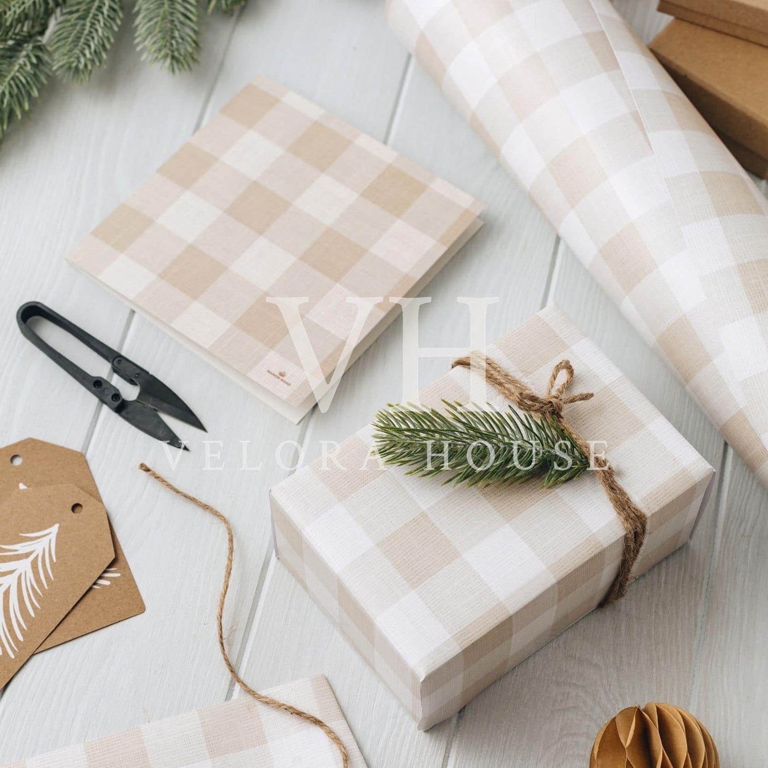 Linen Gingham Greeting Card
