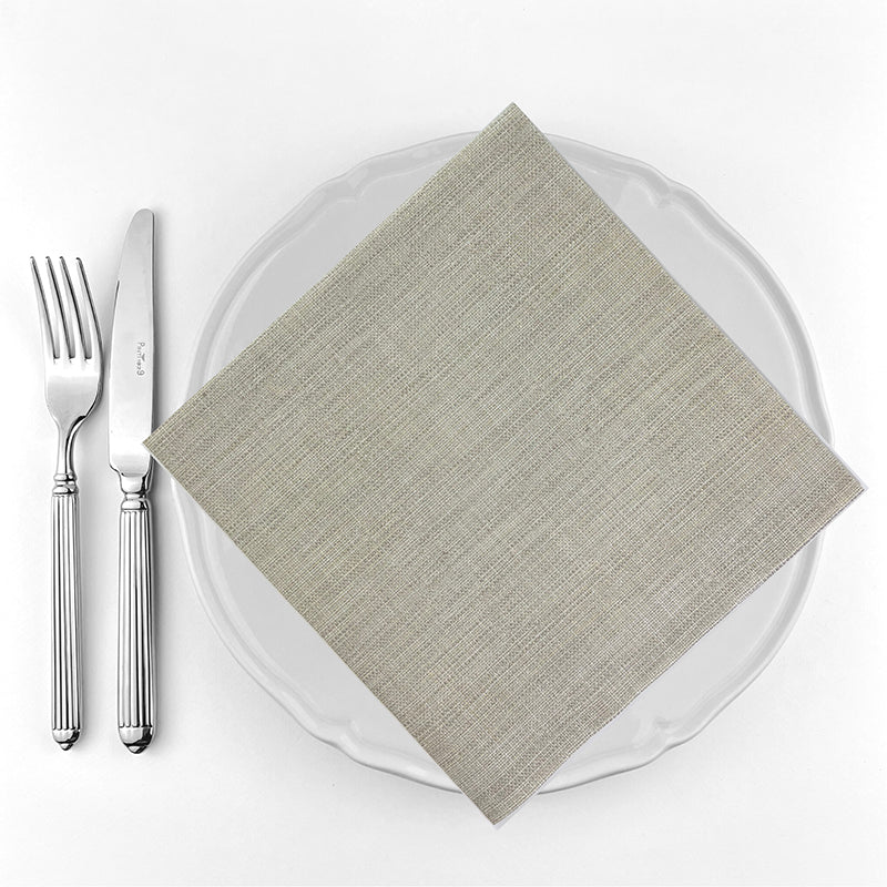 Lino Sand dinner size serviette. Soft linen feel napkin in generous size for formal table settings. 