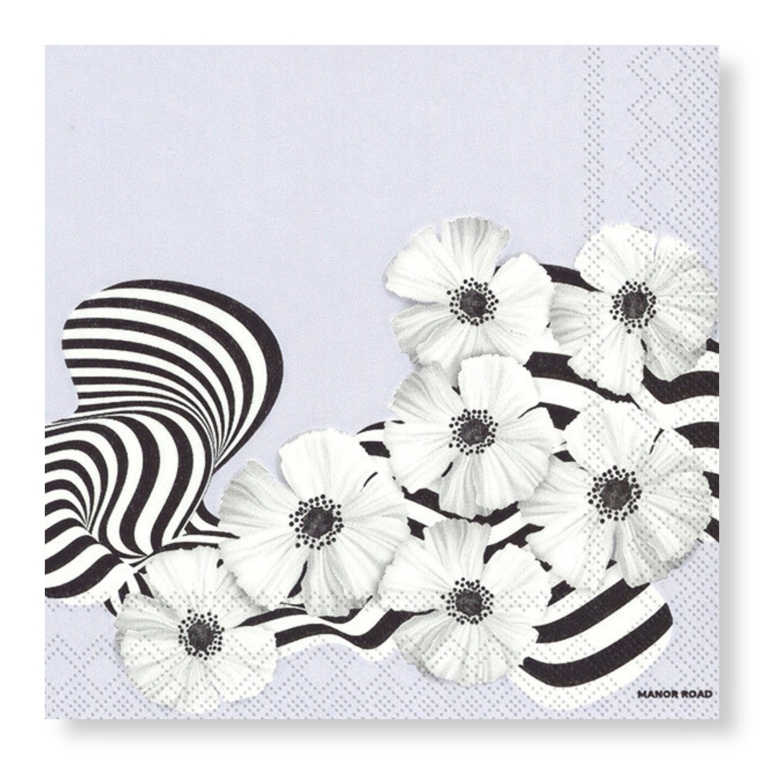 Lilac & Stripe Poppies Cocktail Serviette