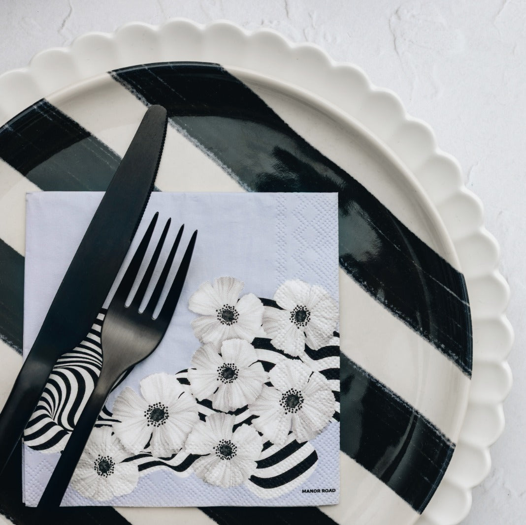 Lilac & Stripe Poppies Cocktail Serviette