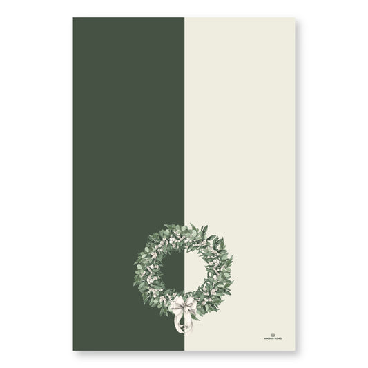 White Berry Wreath Microfibre Tea Towel