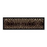 Black rubber backed bar mat with leopard print for drinks areas. Protects bench tops from spills