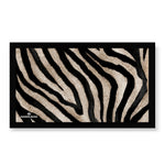 Black rubber backed bar mat with zebra style print on front. Perfect for bar and drink areas. 