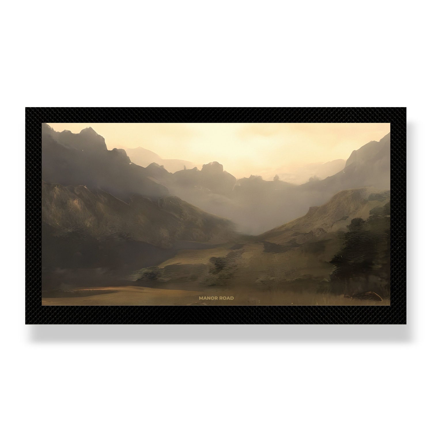Small rubber backed bar mat by Manor Road with a landscape mountain image. Perfect for drinks bar areas. 