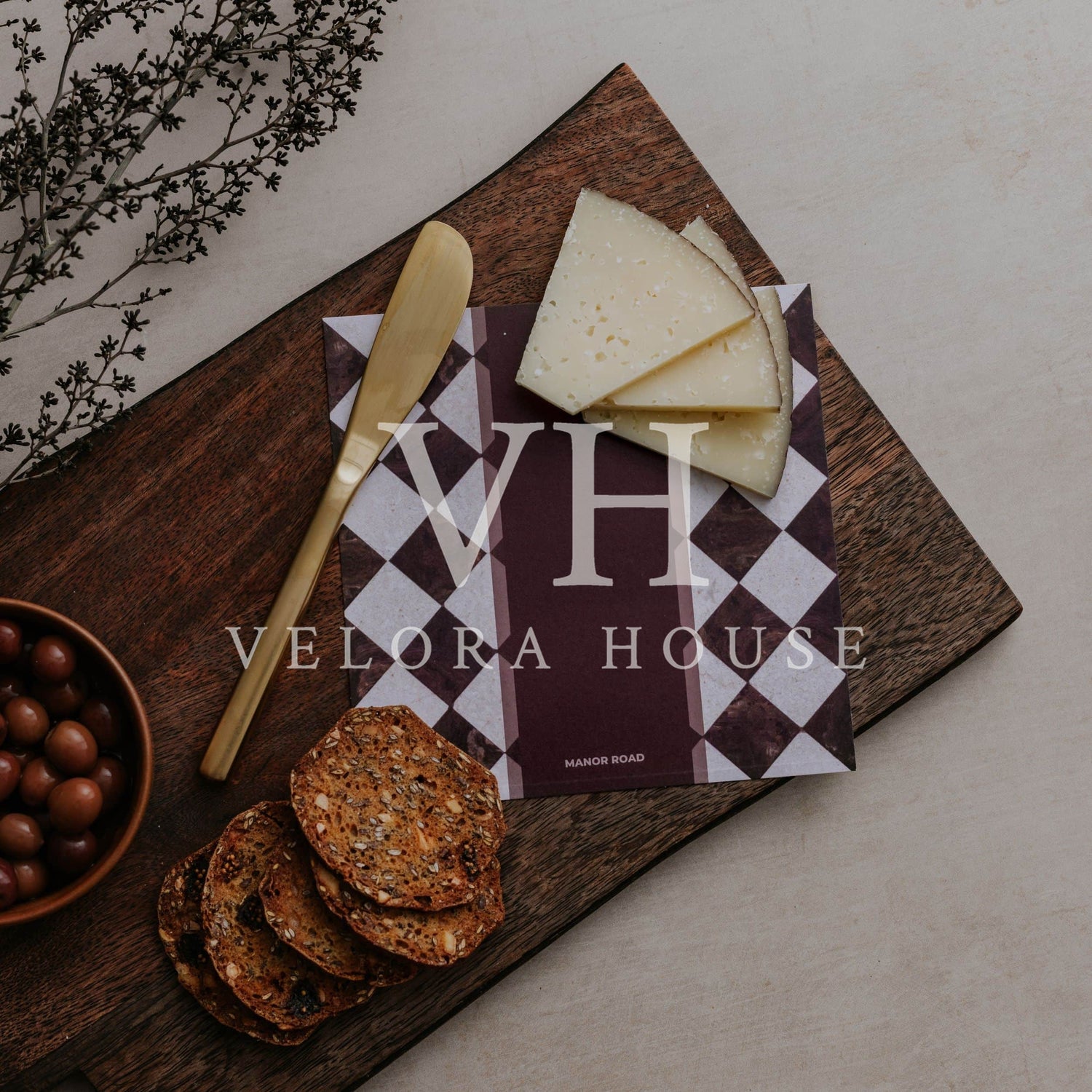Marbled Bordeaux Cheese Board Presentation Card Pk/8