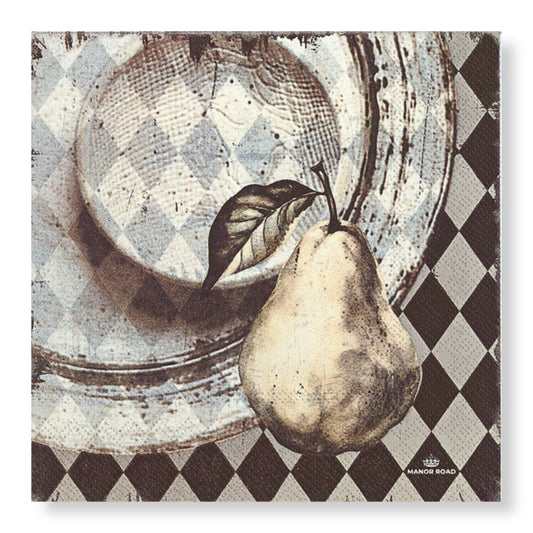 Pear & Plate Cocktail Serviette