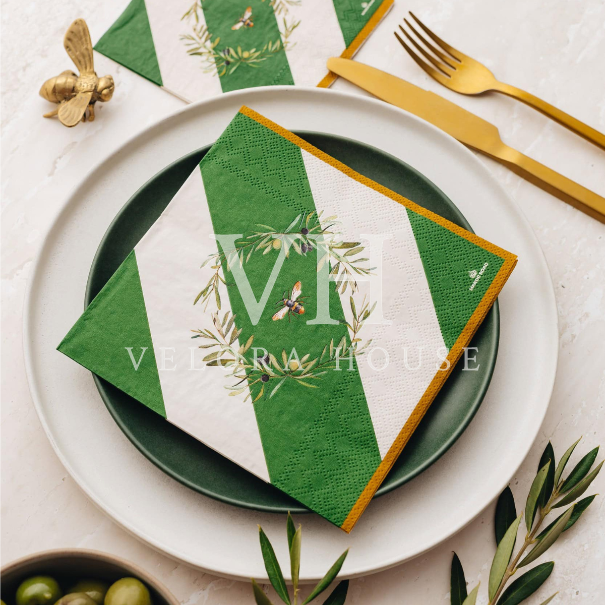 Olive & Bee Dinner Serviette