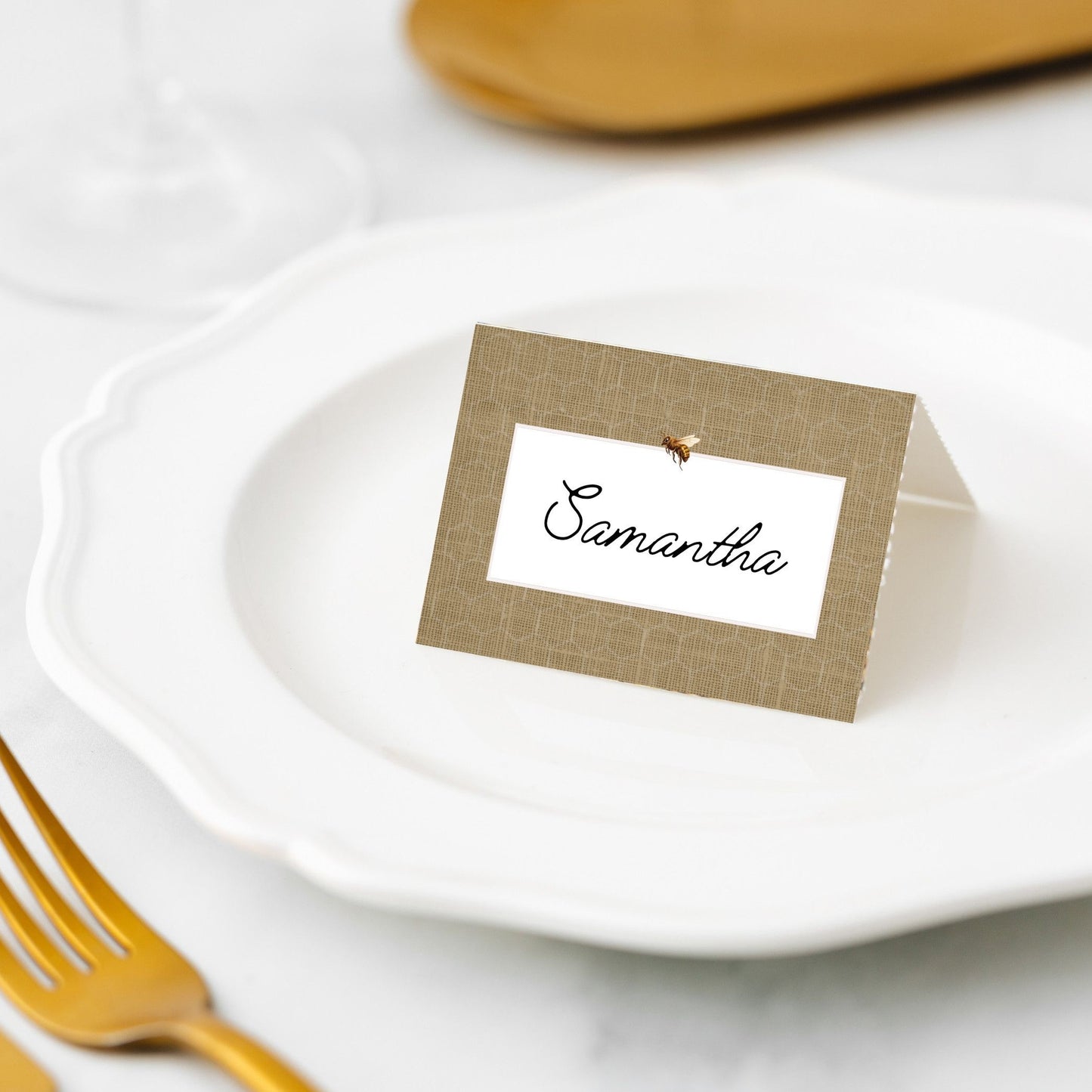 Honeycomb Linen Place Cards Pk/45