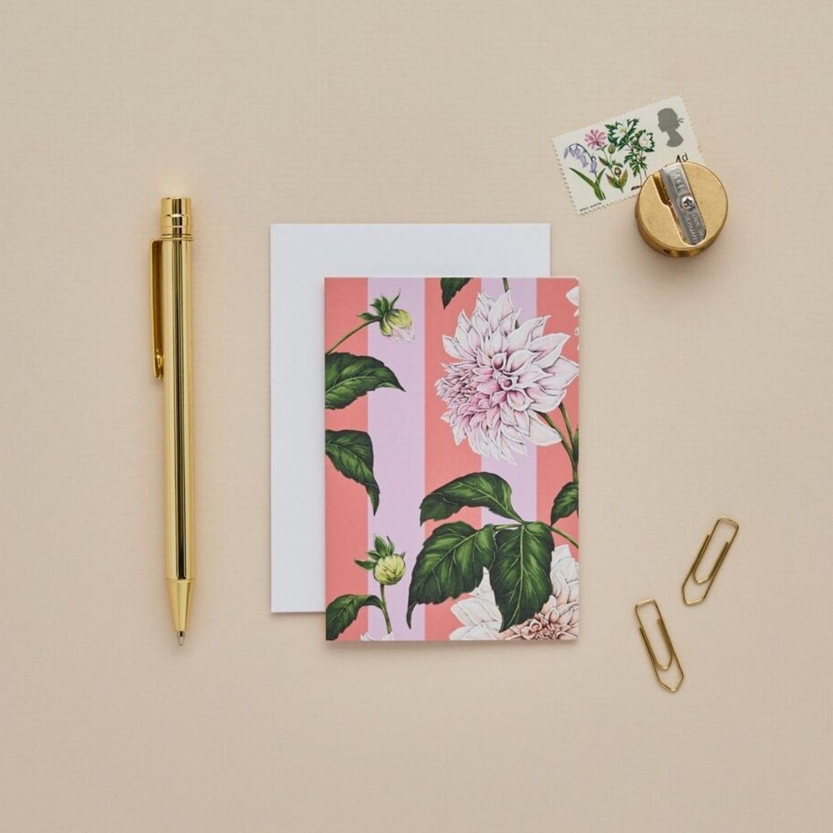 Mini Card Dahlia Stripe Pink