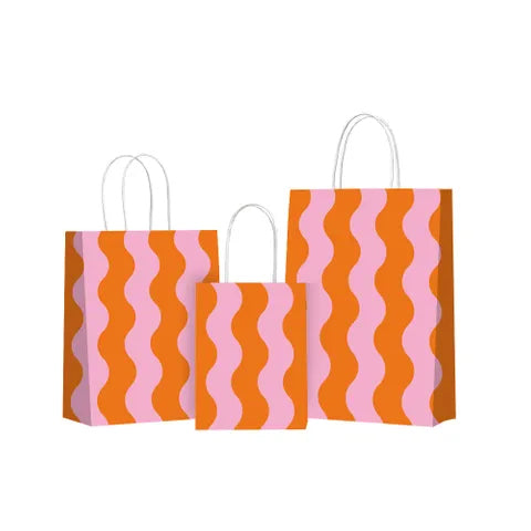 Waves Pink/Orange Gift Bag, Pk/2 (Medium)