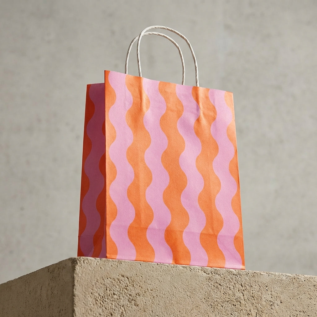 Waves Pink/Orange Gift Bag, Pk/2 (Medium)