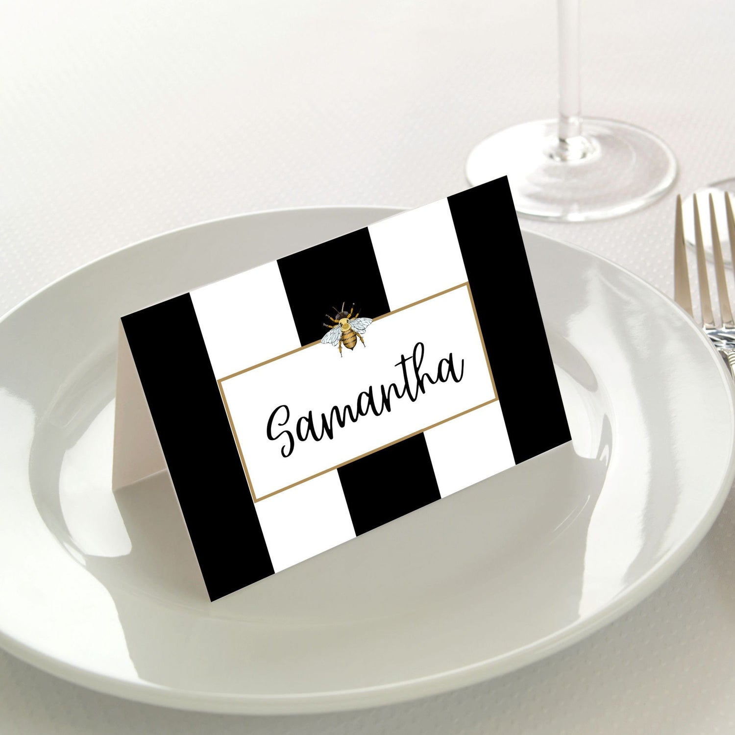 Striped Bee Place Cards Pk/45