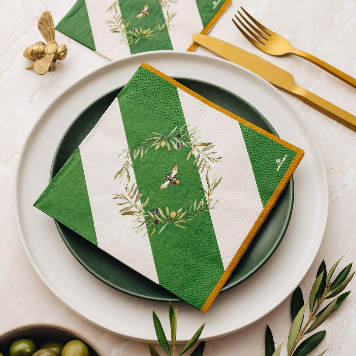 Olive & Bee Dinner Serviette