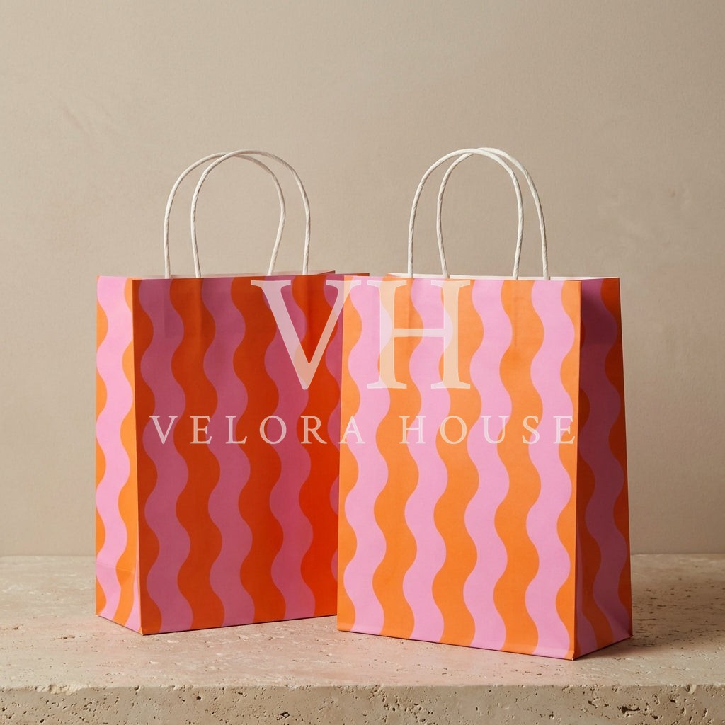 Waves Pink/Orange Gift Bag, Pk/2 (Medium)