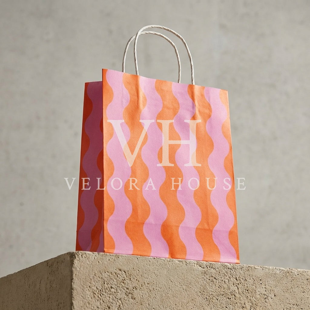 Waves Pink/Orange Gift Bag, Pk/2 (Medium)