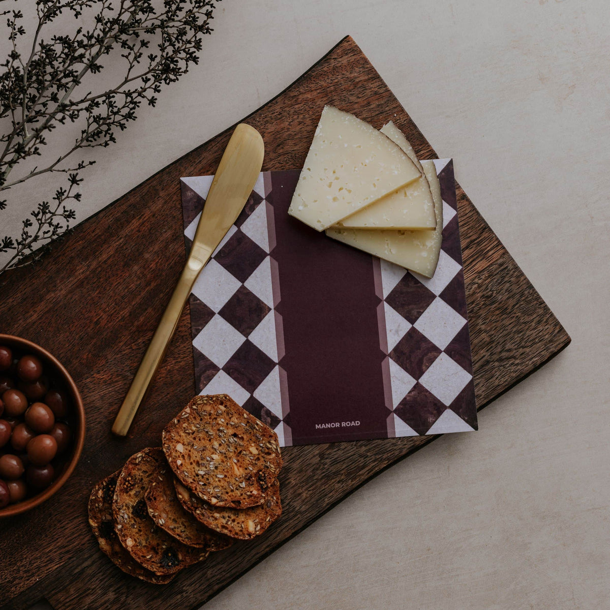 Marbled Bordeaux Cheese Board Presentation Card Pk/8